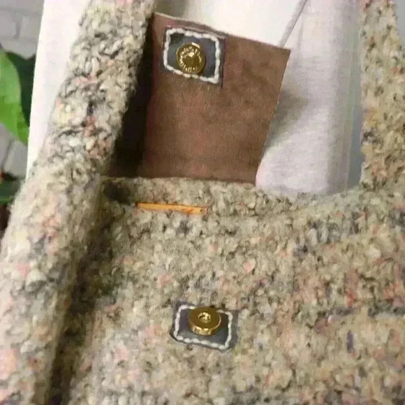 Totables Felted Wool Boho Shoulder Handbag Purse Mottled Yarns Browns Peaches - Picture 4 of 9